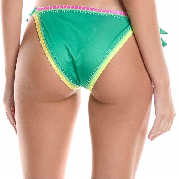PQ Swim X Solange Ferrarini Crochet Trim Full Bikini bottoms green multi - S - Picture 2 of 11